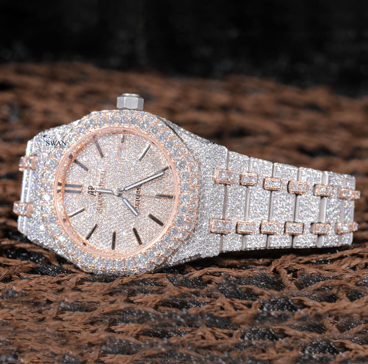 Custom Iced Out Moissanite Watch Luxury Rose Gold and Silver Timepiece for Men VVS1 Bling Hip Hop Designer Watch SwanDiamond