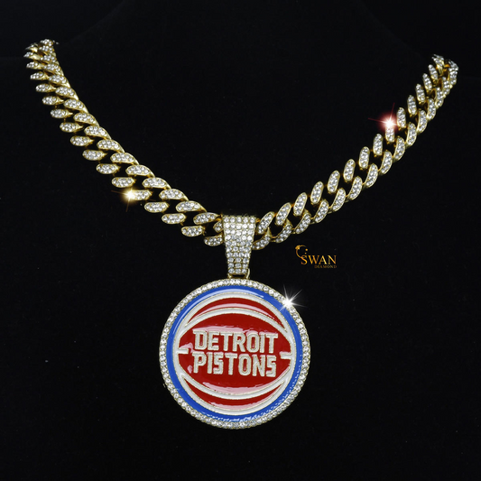 Iced Out New York Jets Pendant with Gold and Silver Diamond Cuban Link Chain Luxury Hip Hop Jewelry Custom Team Bling Necklace for Men swandiamond