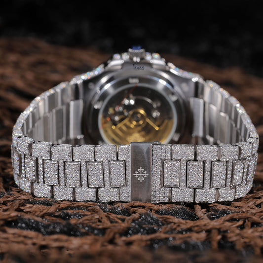 Iced Out Style Watch with Tiffany Blue Dial – Custom Luxury Diamond Timepiece for MenSwanDiamond