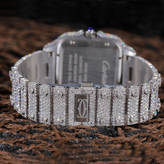 Fully Iced-Out Cartier Santos – Thoduk Luxury Timepiece in Diamonds SwanDiamond