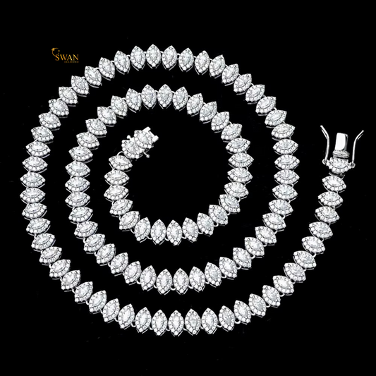 Marquise Cut Natural Diamond Tennis Necklace in White Gold Diamond Choker Elegant Statement Necklace Luxury Fine Jewelry Gift for Men and Women swandiamond