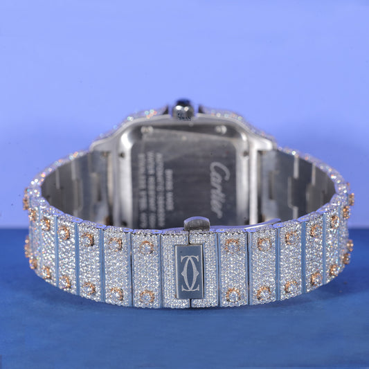 Arabic Dial Iced Out Watch VVS Moissanite Custom Rose Gold and Silver Men’s Luxury Timepiece Elegant Designer Style SwanDiamond