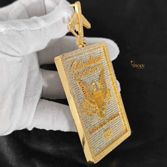 Luxury Hip Hop Necklace Custom Gold Rectangle Pendant Fully Iced Out with VVS Moissanite Diamonds for Men Urban Streetwear Jewelry swandiamond