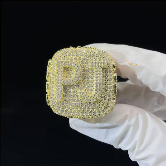 Custom PJ Hip Hop Ring Iced Out Gold and Diamond Bling Statement Jewelry Personalized Rapper Ring SwanDiamond