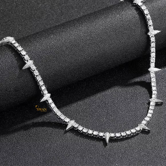 Gold Diamond Arrow Tennis Chain Necklace Natural Diamond Hip Hop Luxury Statement Jewelry for Men and Women swandiamond