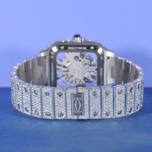 Skeleton Dial Iced Out Watch VVS Moissanite Custom Silver Luxury Men’s Mechanical Timepiece High-End Designer Style SwanDiamond