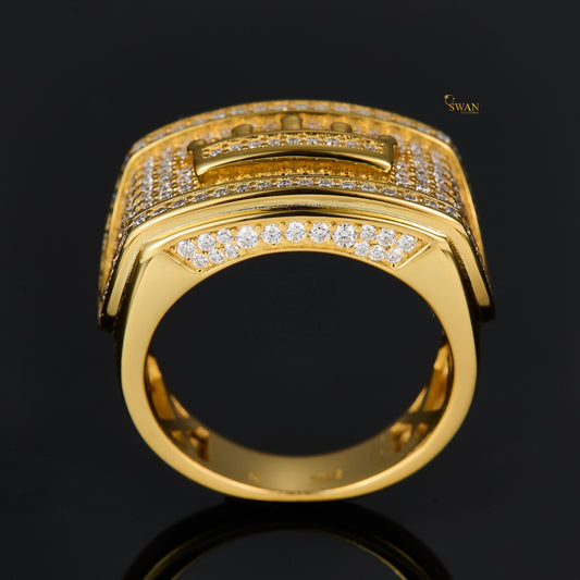 Round King Hip Hop Ring Crown Diamond Band Half Eternity Engagement Band SwanDiamond