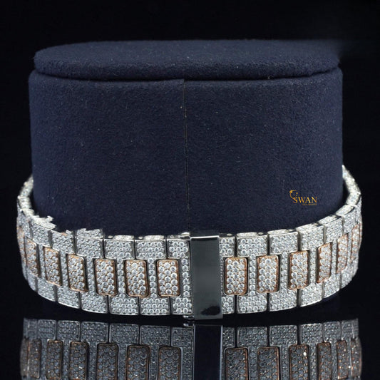 The Grand Diamond-Pave Nautilus A Stunning Two-Tone Creation with Rose Gold Accents, an Icy Marvel from SwanDiamond