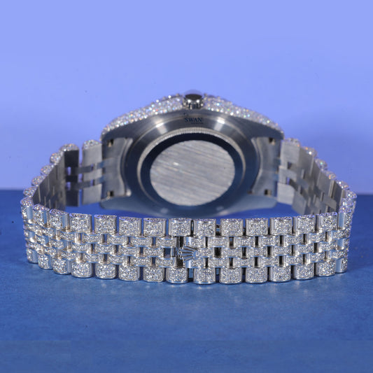 Roman Numeral Fully Iced Luxury Watch with Diamond Bezel and Bracelet SwanDiamond