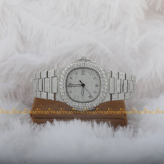 Full Iced Out Moissanite Diamond Chronograph Watch by swandiamond