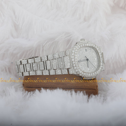 Full Iced Out Moissanite Diamond Chronograph Watch by swandiamond