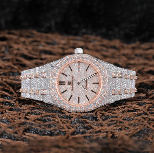 Custom Iced Out Moissanite Watch Luxury Rose Gold and Silver Timepiece for Men VVS1 Bling Hip Hop Designer Watch SwanDiamond