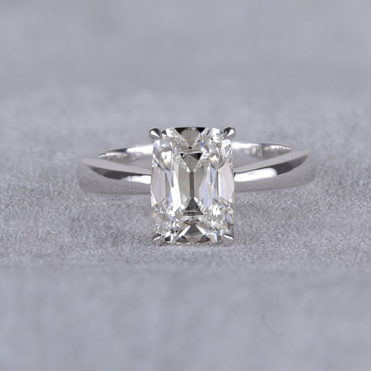 Elongated Cushion Cut Lab Grown Diamond Engagement Ring in 18K White Gold Solitaire Bridal Ring Minimalist Fine Jewelry