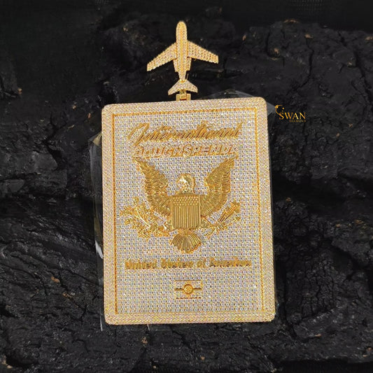 Luxury Hip Hop Necklace Custom Gold Rectangle Pendant Fully Iced Out with VVS Moissanite Diamonds for Men Urban Streetwear Jewelry swandiamond