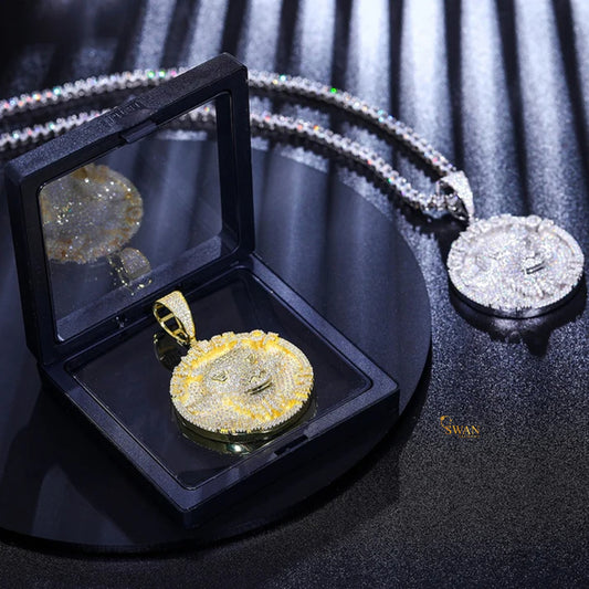 Hip Hop Iced Out Lion Head Pendant Fully Covered with VVS Moissanite Diamonds Luxury Medallion Necklace for Men swandiamond