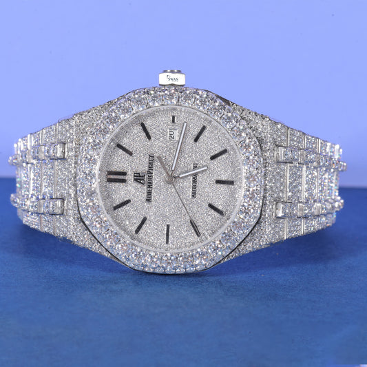 Silver Iced Out Watch VVS Moissanite Custom Luxury Timepiece for Men Elegant Hip Hop Style Designer Wristwatch SwanDiamond