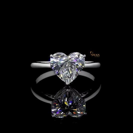 Heart Diamond Engagement Ring White Gold Solitaire Modern Romantic Style Bridal Jewelry Gift for Her swandiamond
