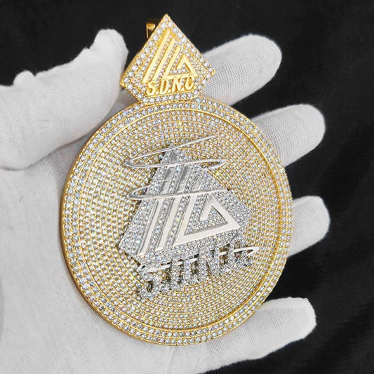 Luxury Hip Hop Custom Gold and Silver Iced Out Medallion Pendant with VVS Moissanite Diamonds Necklace for Men Streetwear swandiamond