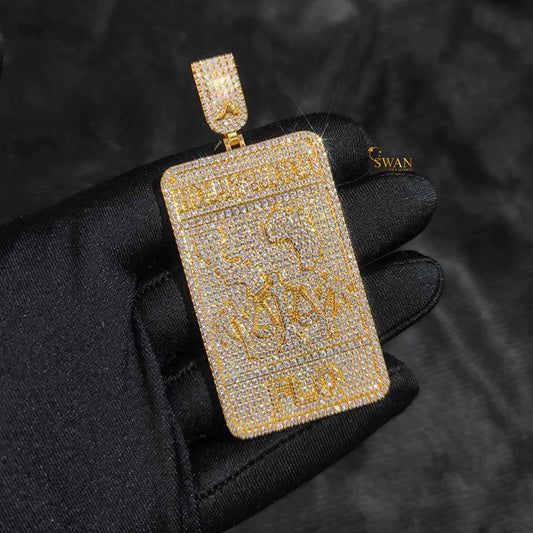 Hip Hop Custom Gold Rectangle Pendant Fully Iced Out with VVS Moissanite Diamonds Luxury Necklace for Men Urban Streetwear Jewelry swandiamond