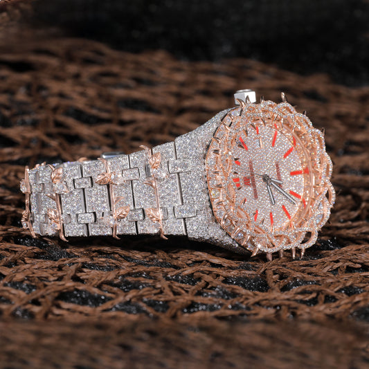 Custom Thorn Crown Iced Out Watch VVS Moissanite Men’s Luxury Rose Gold Silver Timepiece Hip Hop Style Designer Watch SwanDiamond