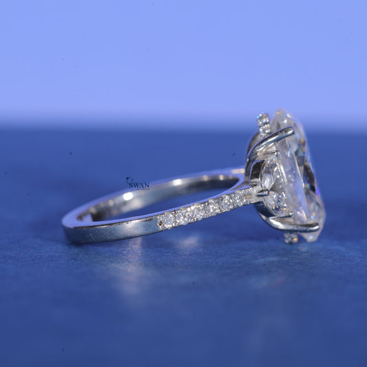 Oval Diamond Ring - Lab Grown Diamond Three Stone Engagement Ring