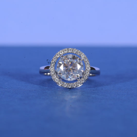 Round Brilliant Cut Lab Grown Diamond Halo Engagement Ring