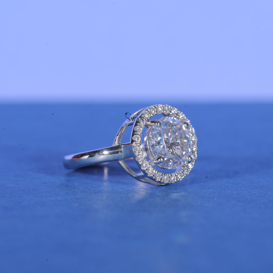 Round Brilliant Cut Lab Grown Diamond Halo Engagement Ring