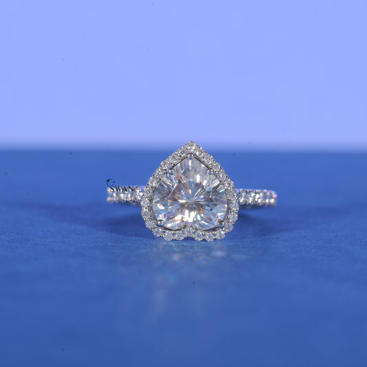 Halo Set Heart Cut Lab Grown Diamond Engagement Ring For Women