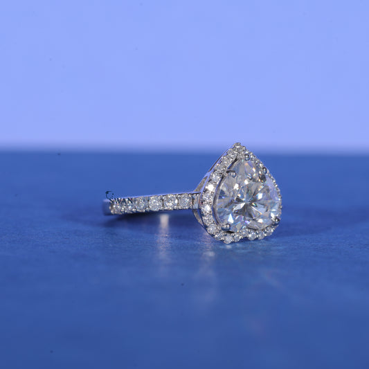 Halo Set Heart Cut Lab Grown Diamond Engagement Ring For Women