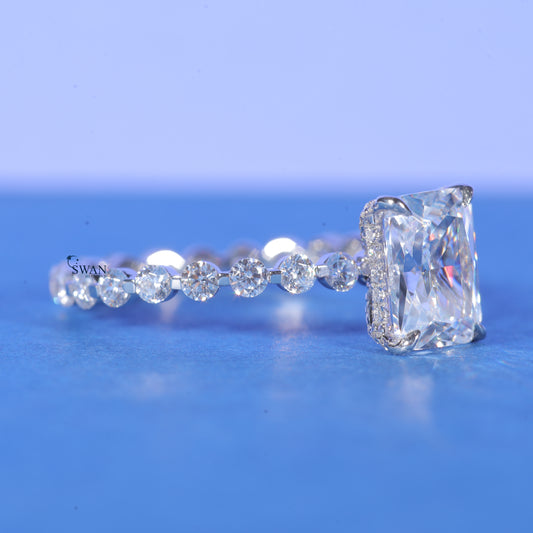 Radiant Cut Solitaire Floating Ring For Women With Lab Grown Diamonds