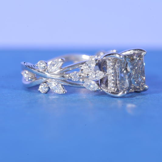 1.5 CT Princess Cut Lab Grown Diamond Engagement Rings For Women