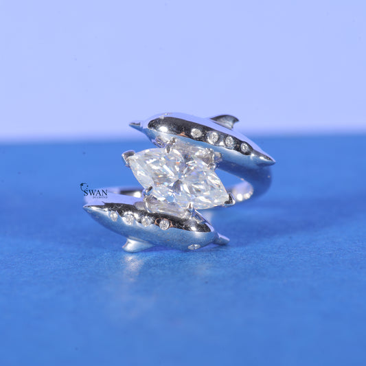 Marquise Cut Delphine Shape vvs1 Lab Grown Diamond Engagement Ring