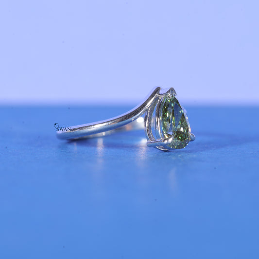 Engagement Solitaire Ring With Pear Cut Lab Grown Diamond