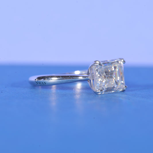 Emerald Cut Solitaire Lab Grown Diamond Wedding Promise Ring