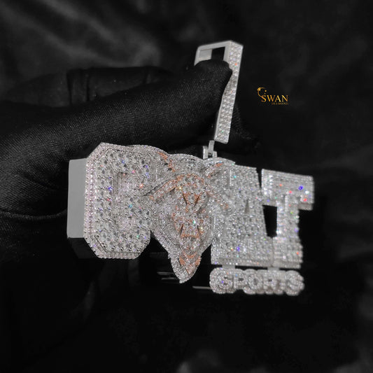 Custom Horse Logo Pendant Fully Iced Out in Silver with VVS Moissanite Diamonds Luxury Hip Hop Jewelry Statement Necklace for Men swandiamond