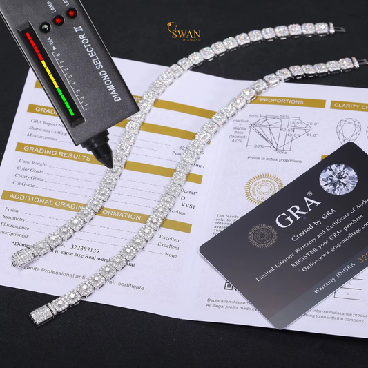 Luxury Hexagon Halo Tennis Bracelet with Round Cut Natural Diamonds in White Gold Elegant Sparkling Diamond Jewelry Gift for Her swandiamond