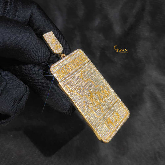 Hip Hop Custom Gold Rectangle Pendant Fully Iced Out with VVS Moissanite Diamonds Luxury Necklace for Men Urban Streetwear Jewelry swandiamond