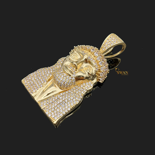 Gold Hip Hop Jesus Piece Pendant with Crown of Thorns Iced Out Jewelry Religious Bling Necklace Custom Statement Chain for Men