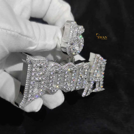 Custom Hip Hop Money Pendant Fully Iced Out in Silver with VVS Moissanite Diamonds Luxury Necklace for Men Women Streetwear