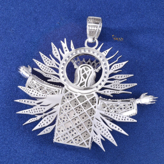 Luxury Hip Hop Iced Out Jesus Pendant with Radiant Halo Design Fully Covered in VVS Moissanite Diamonds Necklace for Men swandiamond