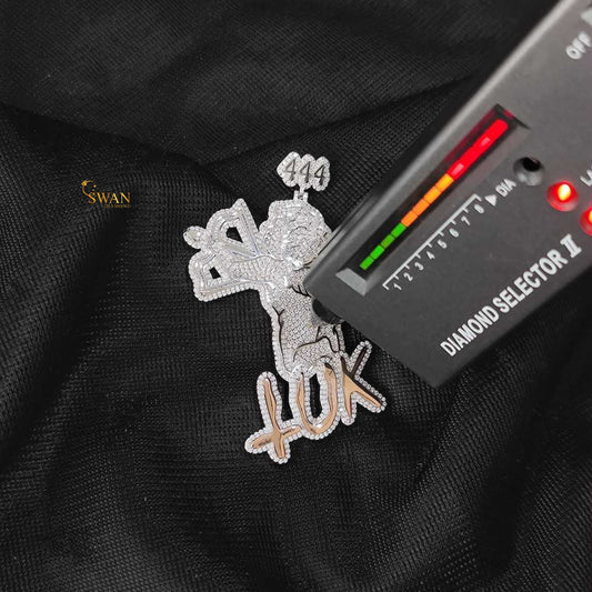 Iced Out Hip Hop Angel Pendant in Silver with Inspirational Quote Custom Statement Jewelry for Men Streetwear Style swandiamond