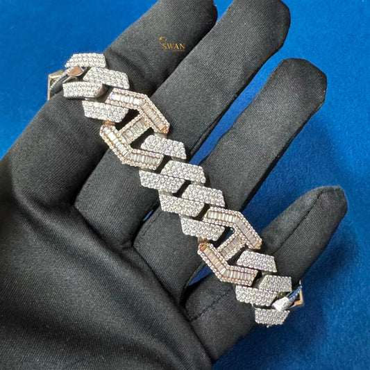 Elegant Rose Gold Diamond Cuban Link Chain Bracelet with Full Pave Iced Out Design Premium Statement Jewelry for Everyday or Events swandiamond