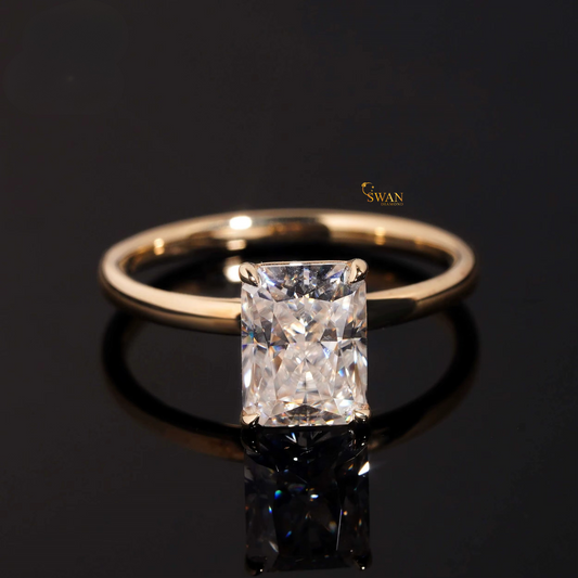 Radiant Cut Solitaire Diamond Engagement Ring in Gold Classic Four Prong Setting Modern Elegant Bridal Jewelry Gift for Her swandiamond