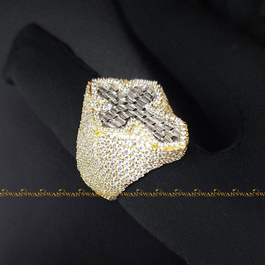 Customizable Sterling Silver 925 Men's Hip Hop Jesus Cross Ring VVS Lab Grown Cut Diamond High Quality Fashion Jewelry