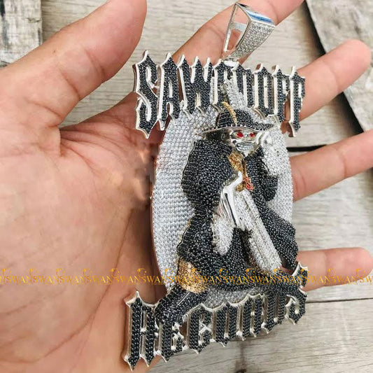 Fully Iced Out 925 Sterling Silver Customized Designer Trendy Pendant with moissanite diamond