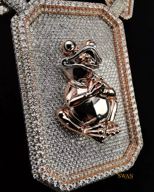 Dogtag Custom Hip Hop Moissanite Round Brilliant Cut Trendy vvs Diamond Pendant In 925 Sterling Silver