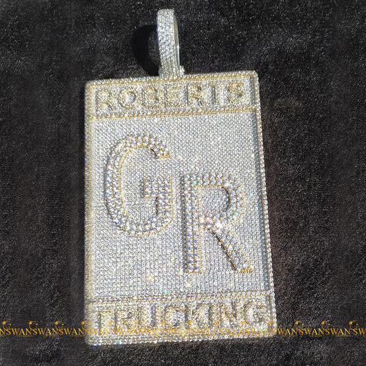 Modern Letter Pendant Light Fashion Studded With Dog-tag Letter Style In Moissanite 925 Sterling Silver Jewelry