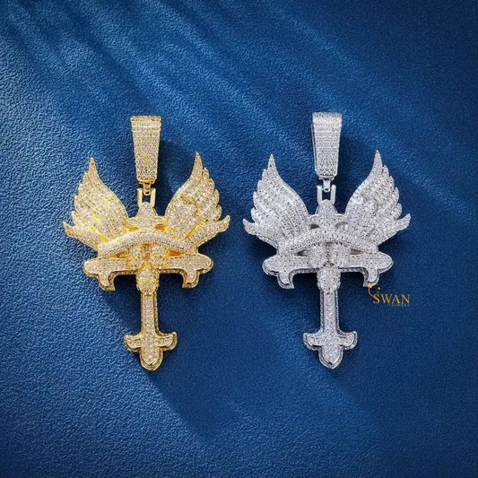 Religious Cross Jesus Hip Hop Moissanite Custom Pendant In 925 Sterling Silver