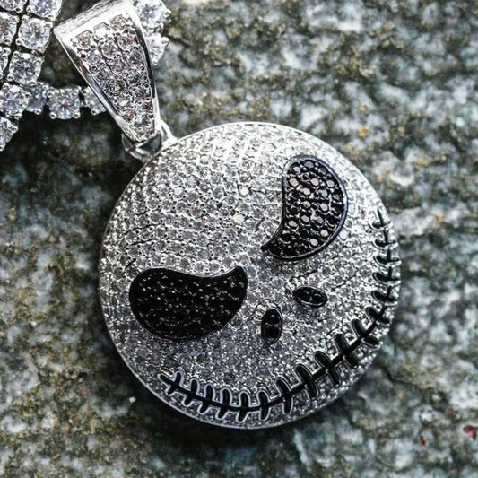 Custom Hip Hop Horror Face Pendant Filled With Round Cut Moissanite Diamonds