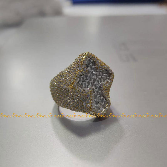 Wholesale Custom Luxury Hip Hop Jewelry 925 Sterling Silver Fully Iced Eternity VVS Diamond Lab Grown Iced Out Cross Ring